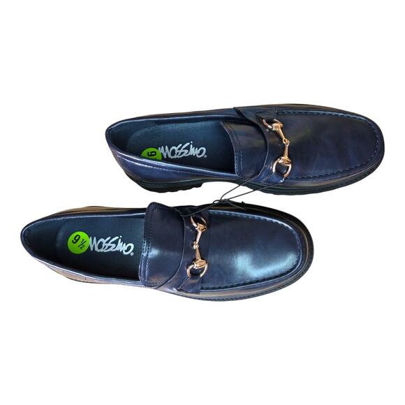 NEW Mossimo Women's Beacon Navy Blue Leather Loafers with Gold Buckle(Size: 9.5) - Picture 3 of 8